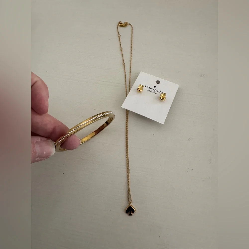 Kate Spade Neclace bracelet and earrings set gold jewelry